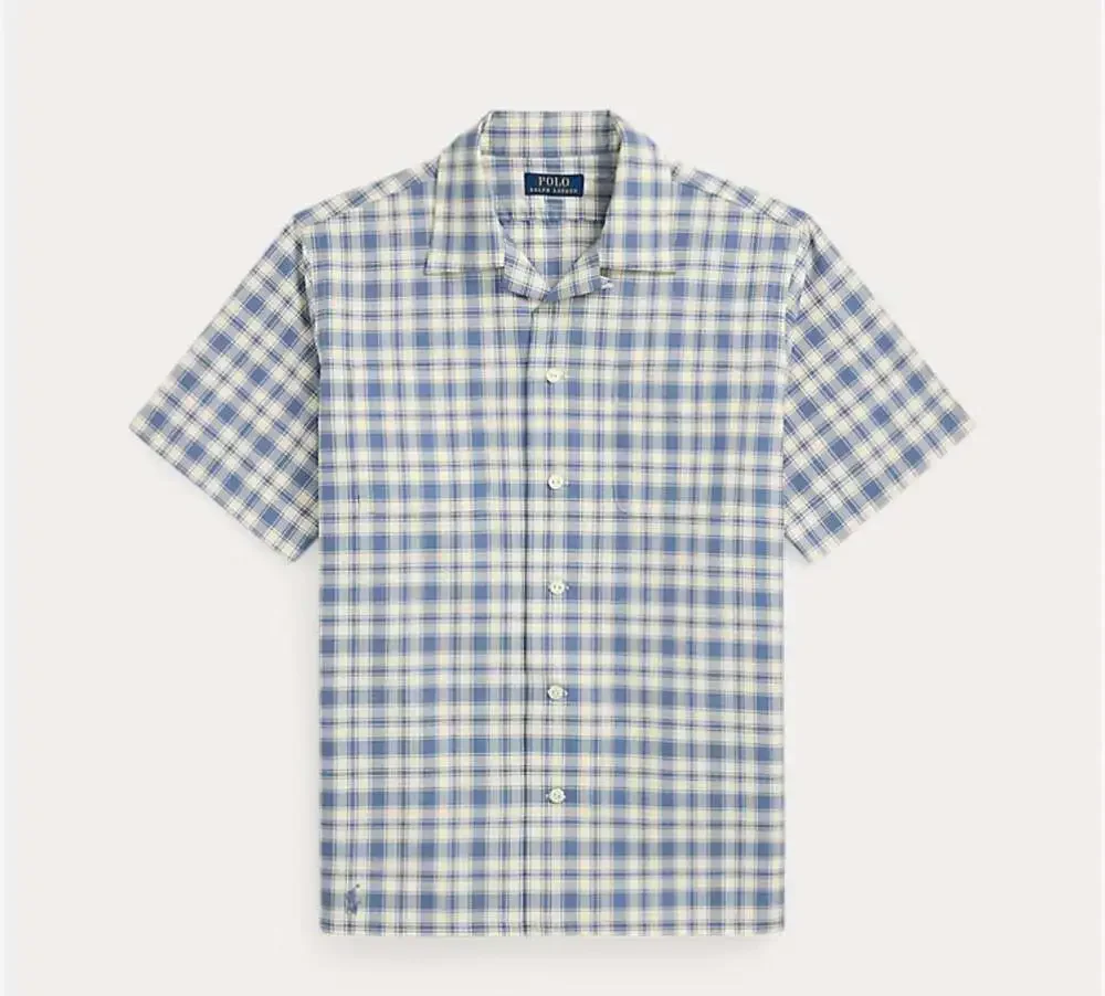 Polo Ralph Lauren Classic Fit Plaid Oxford Camp Work Shirt Blue Cream Size XL Ne